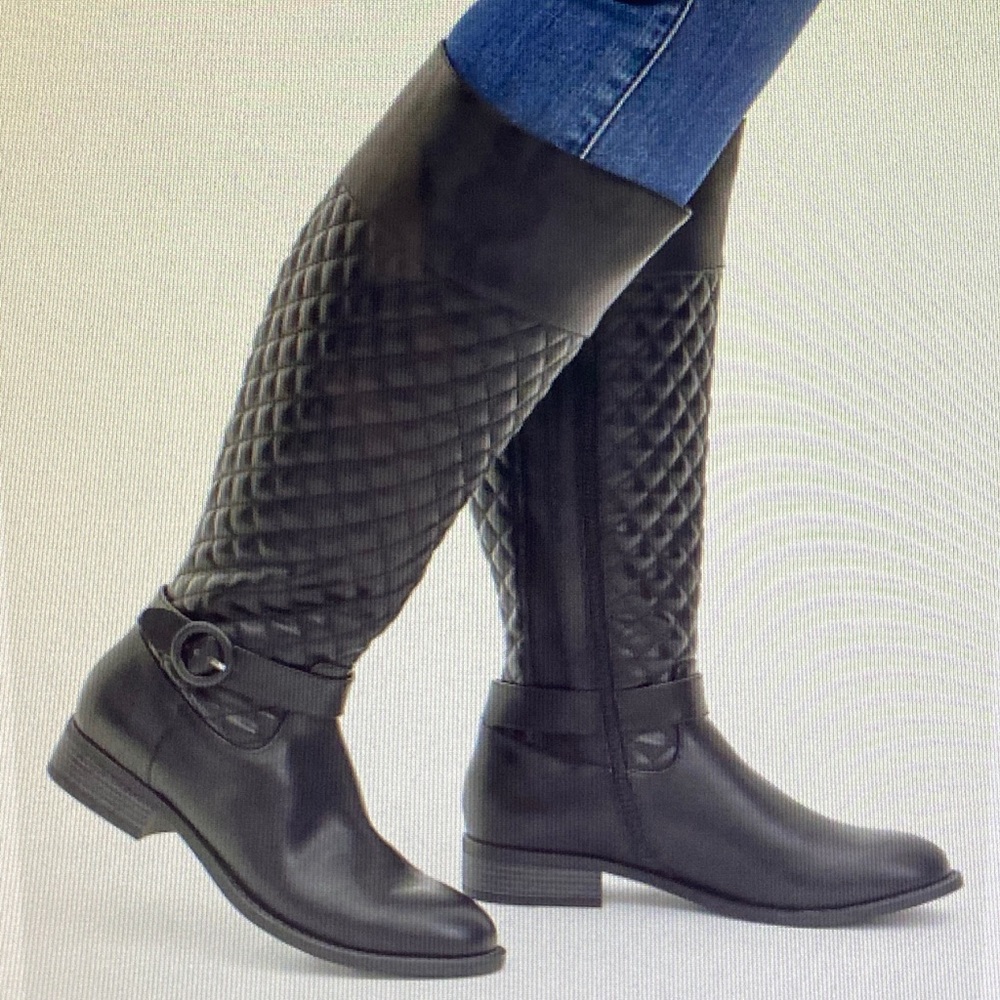 Torrid Black Quilted Faux Leather Knee High Boots